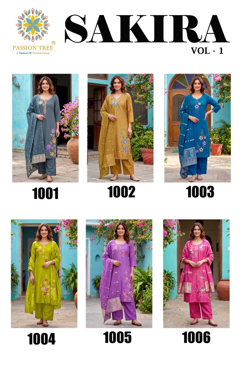 Sakira Vol 1 By Passion Tree Roman Silk Kurti With Bottom Dupatta
